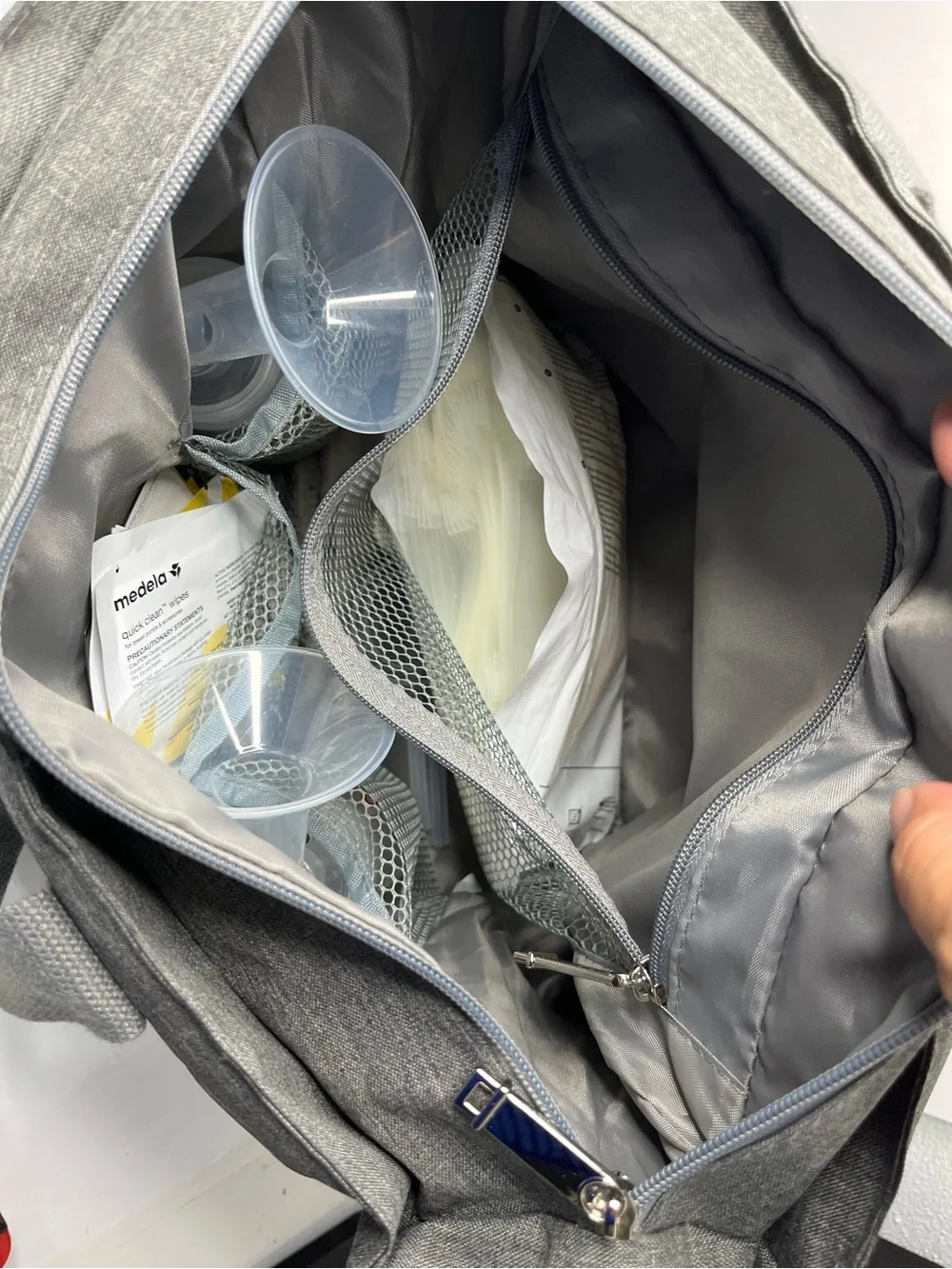 Medela Gray Travel Carrying Bag with Milk Storage Bags, Wipes & Bottles - ONLY